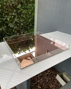 600mm sq mirror champagne tray